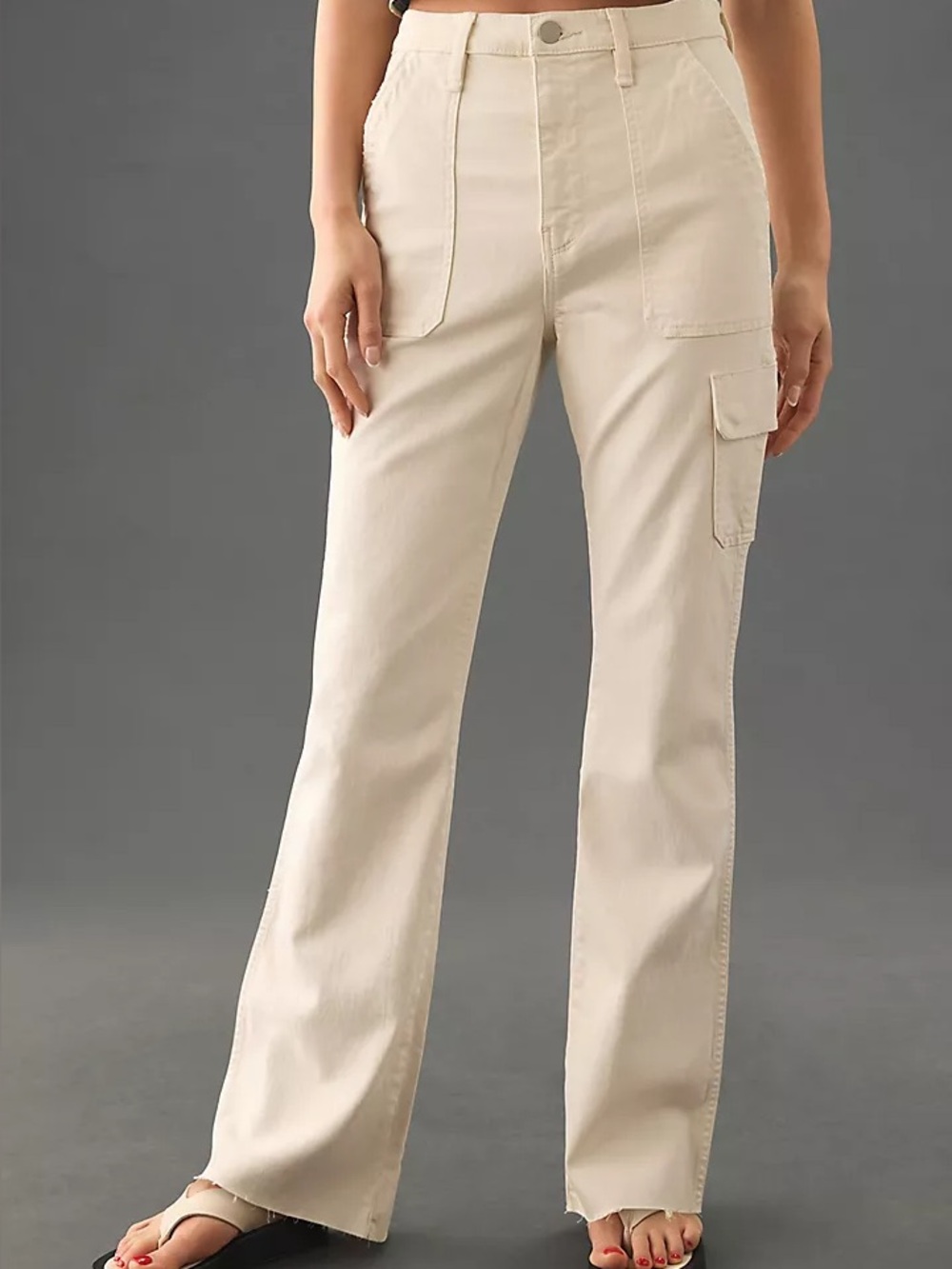 ANTHROPOLOGIE Hudson Faye Utility Flare Jeans in Neutral - 26